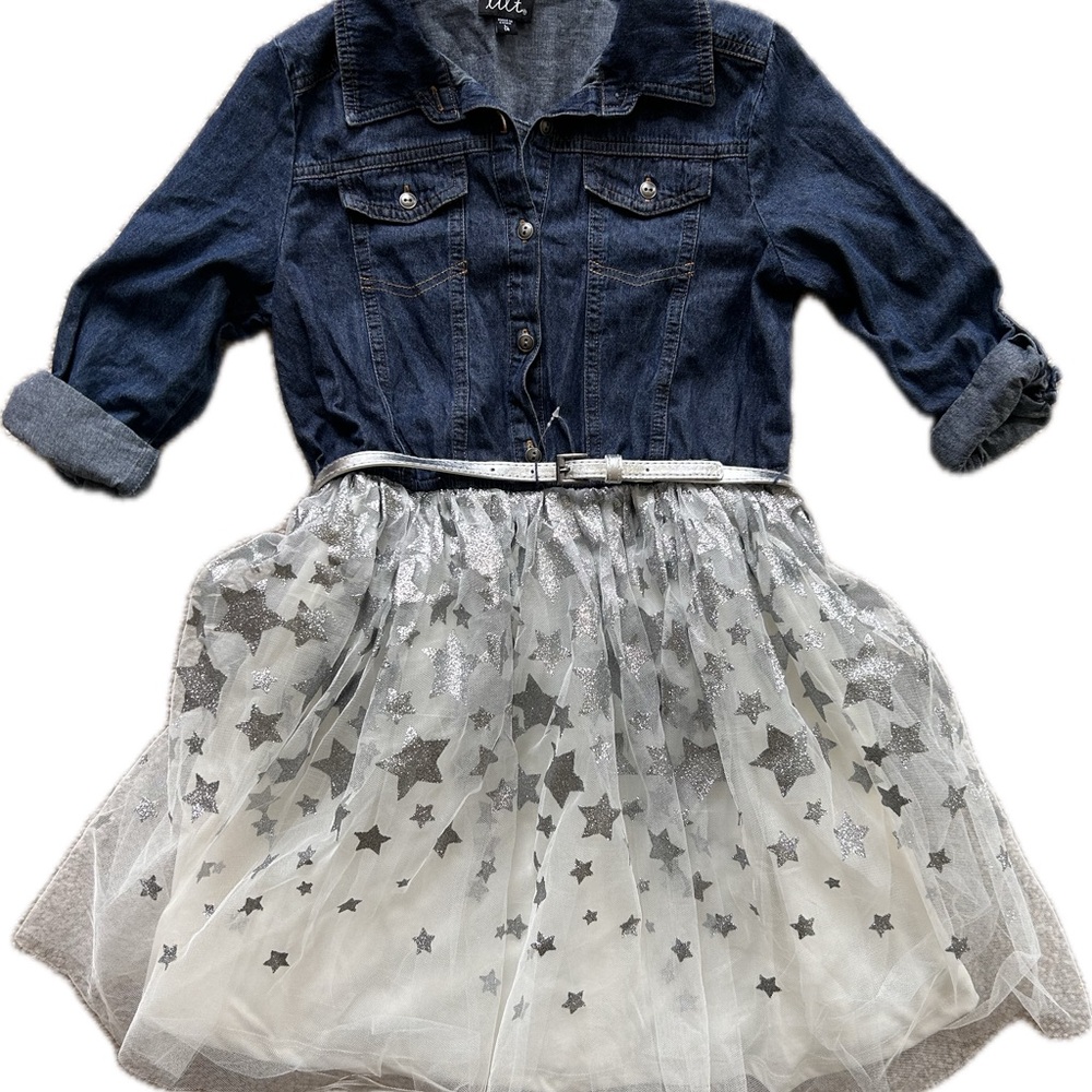 Denim Jacket with Starry Tulle Skirt